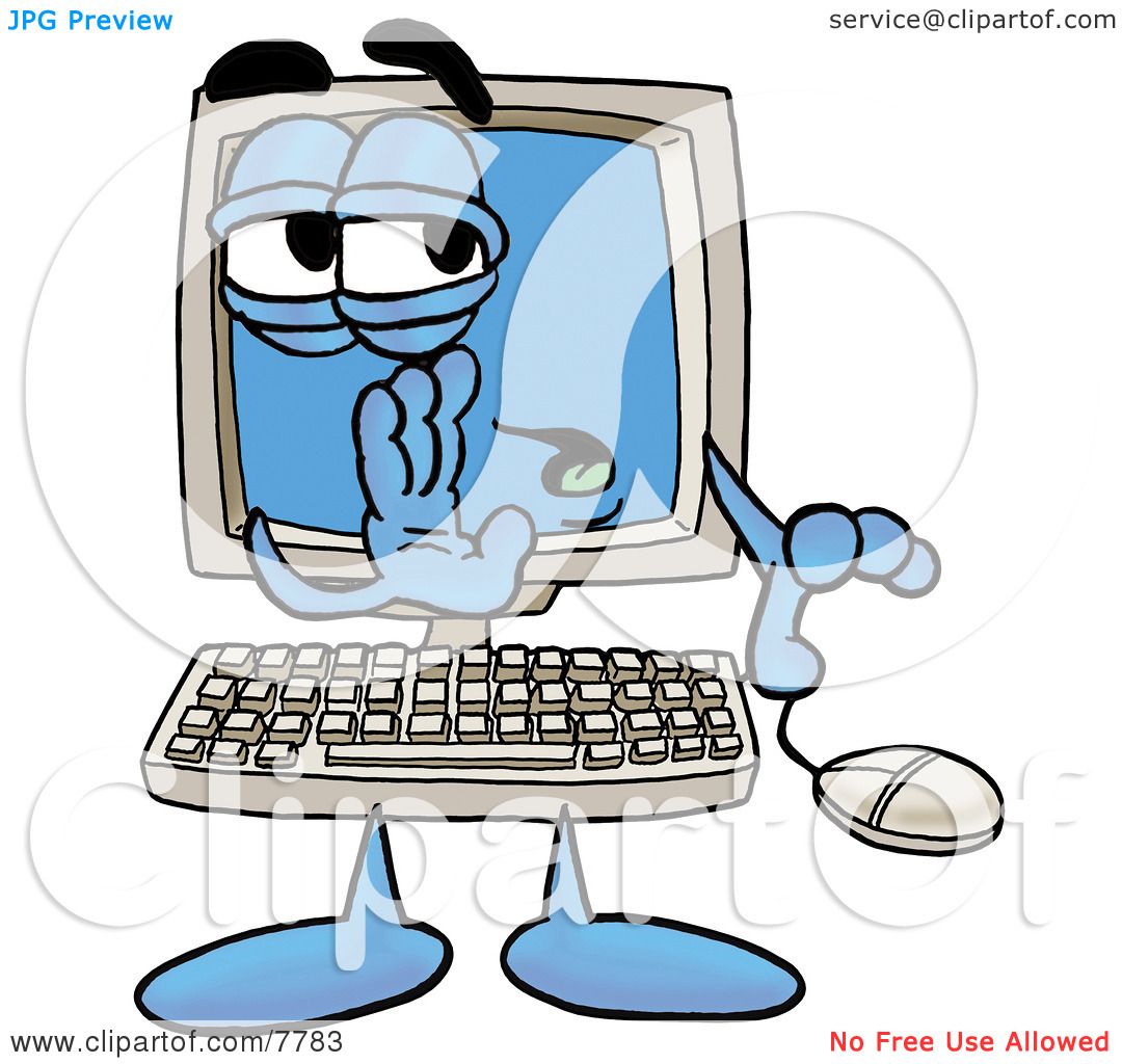 Clipart Picture of a Desktop Computer Mascot Cartoon Character