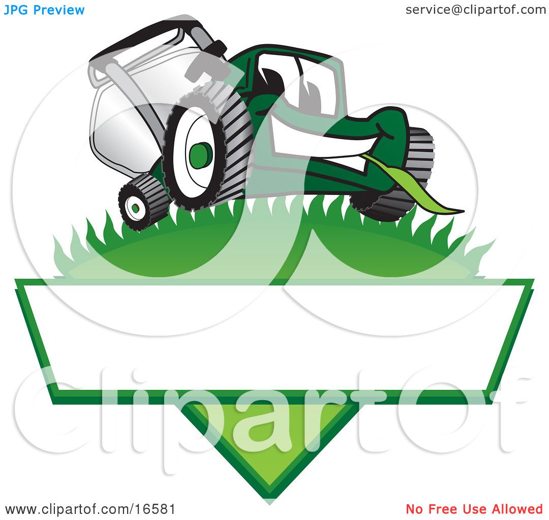 Clipart Picture of a Green Lawn Mower Mascot Cartoon Character on a ...