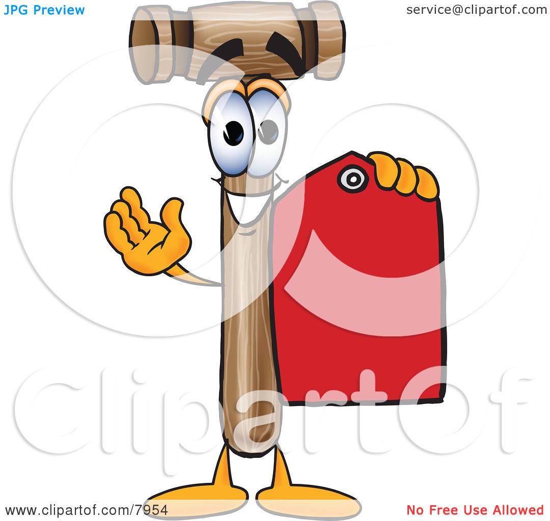 Clipart Picture of a Mallet Mascot Cartoon Character Holding a Red ...