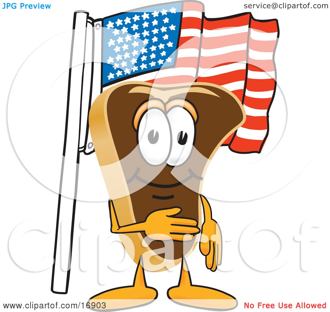 Clipart Picture of a Meat Beef Steak Mascot Cartoon Character Pledging ...
