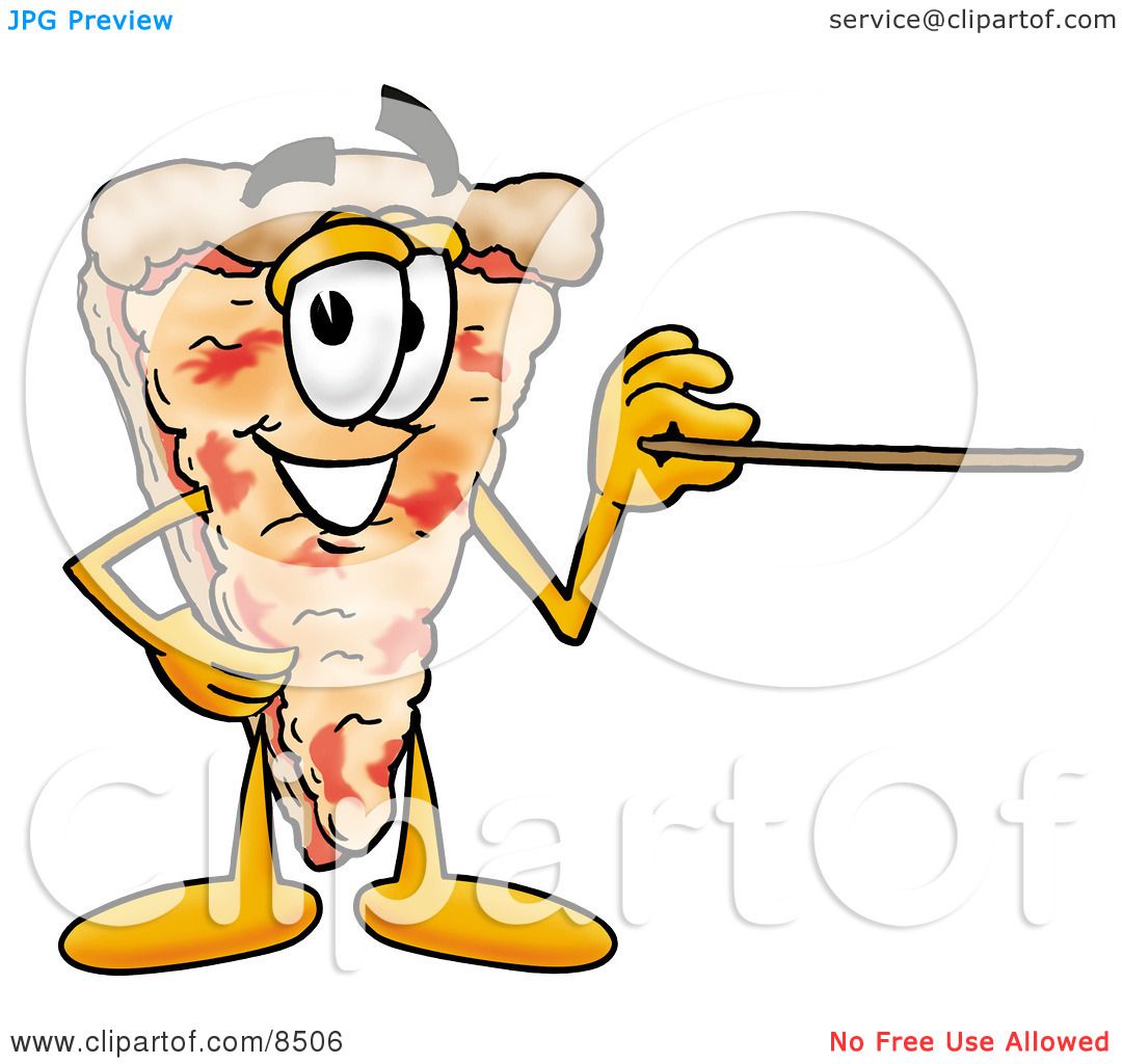 Clipart Picture of a Slice of Pizza Mascot Cartoon Character Holding a ...