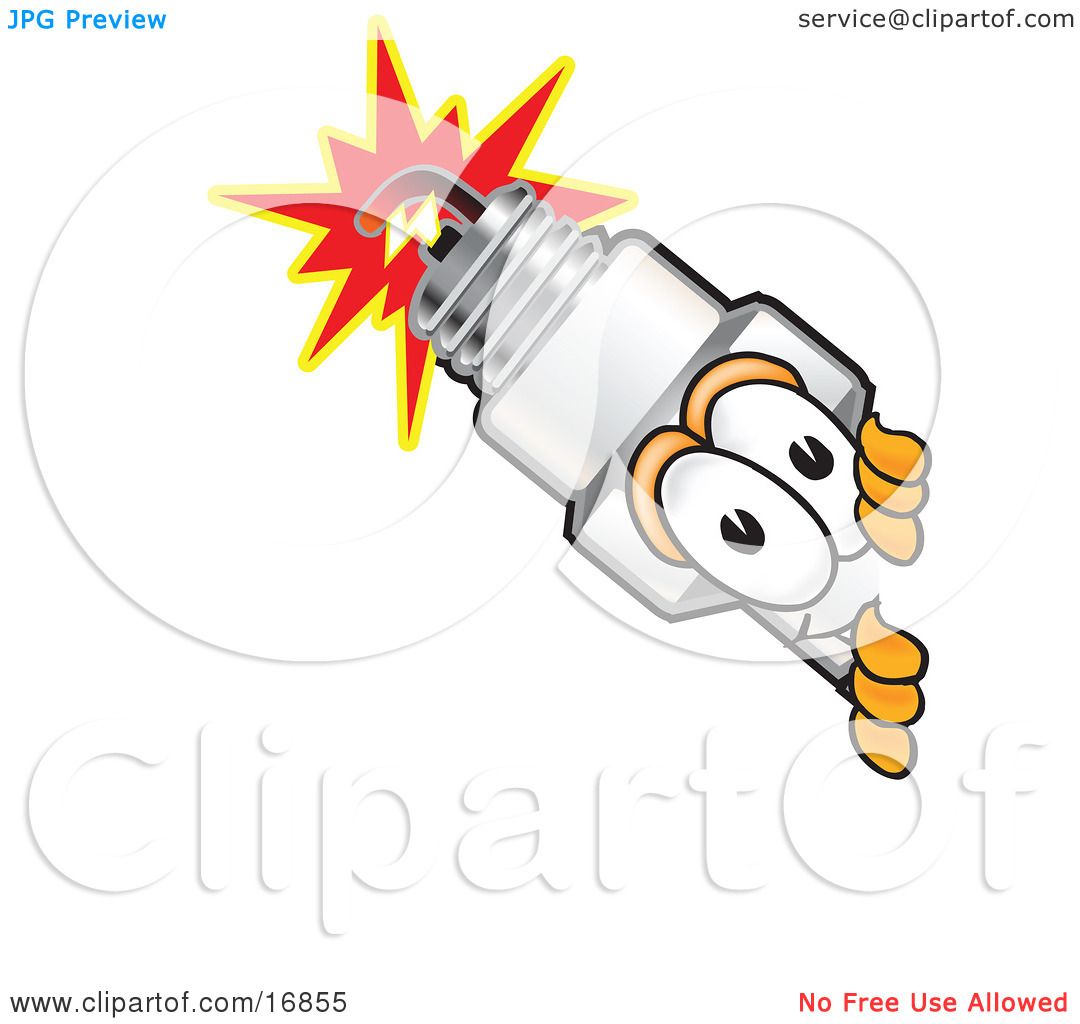 Clipart Picture of a Spark Plug Mascot Cartoon Character Peeking Around a  Corner by Toons4Biz #16855