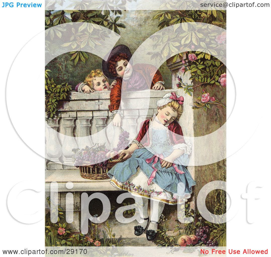 Clipart Picture Of A Vintage Victorian Scene Of Little -1499