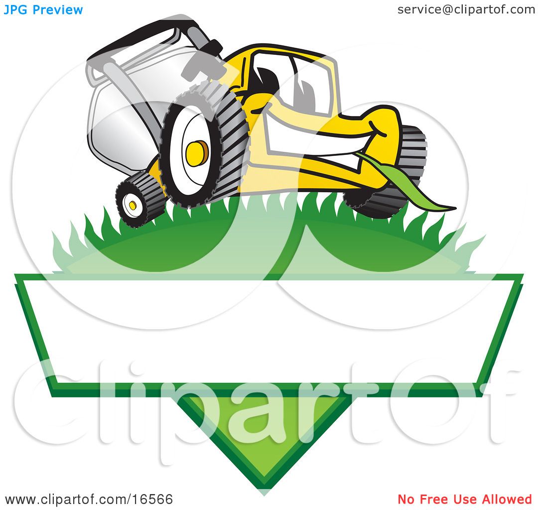 Clipart Picture of a Yellow Lawn Mower Mascot Cartoon Character on a