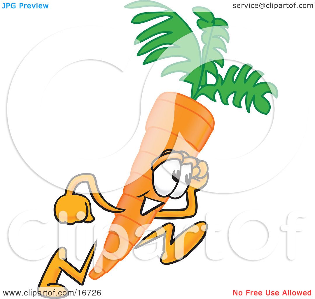 Clipart Picture of an Orange Carrot Mascot Cartoon Character Running Fast  by Toons4Biz #16726