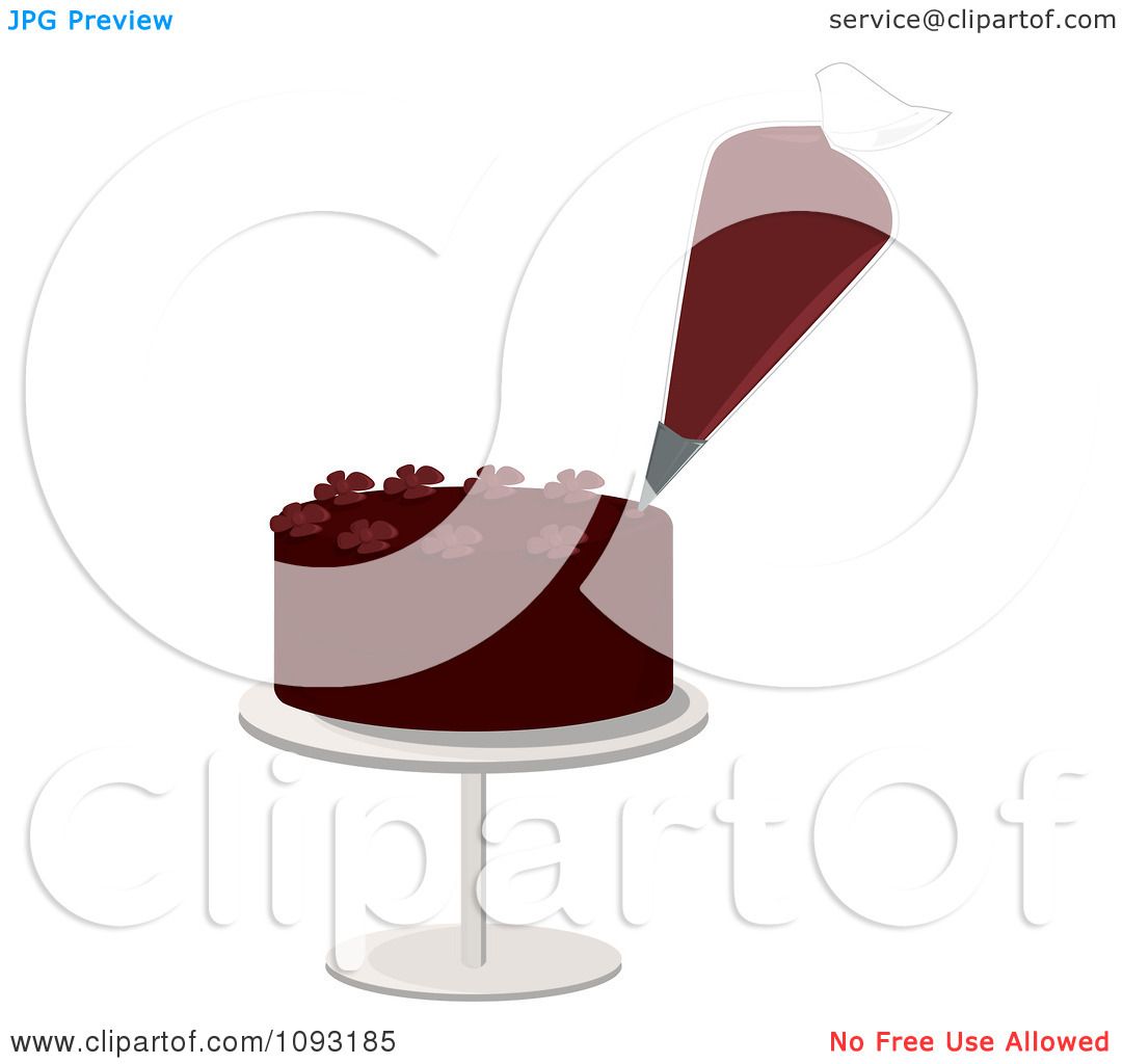 Clipart Piping Bag Decorating A Chocolate Cake With Flower Designs