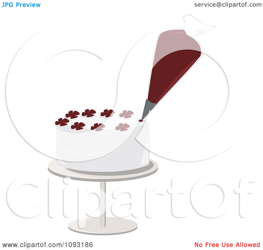 Clipart Piping Bag Decorating A White Cake With Flower Designs