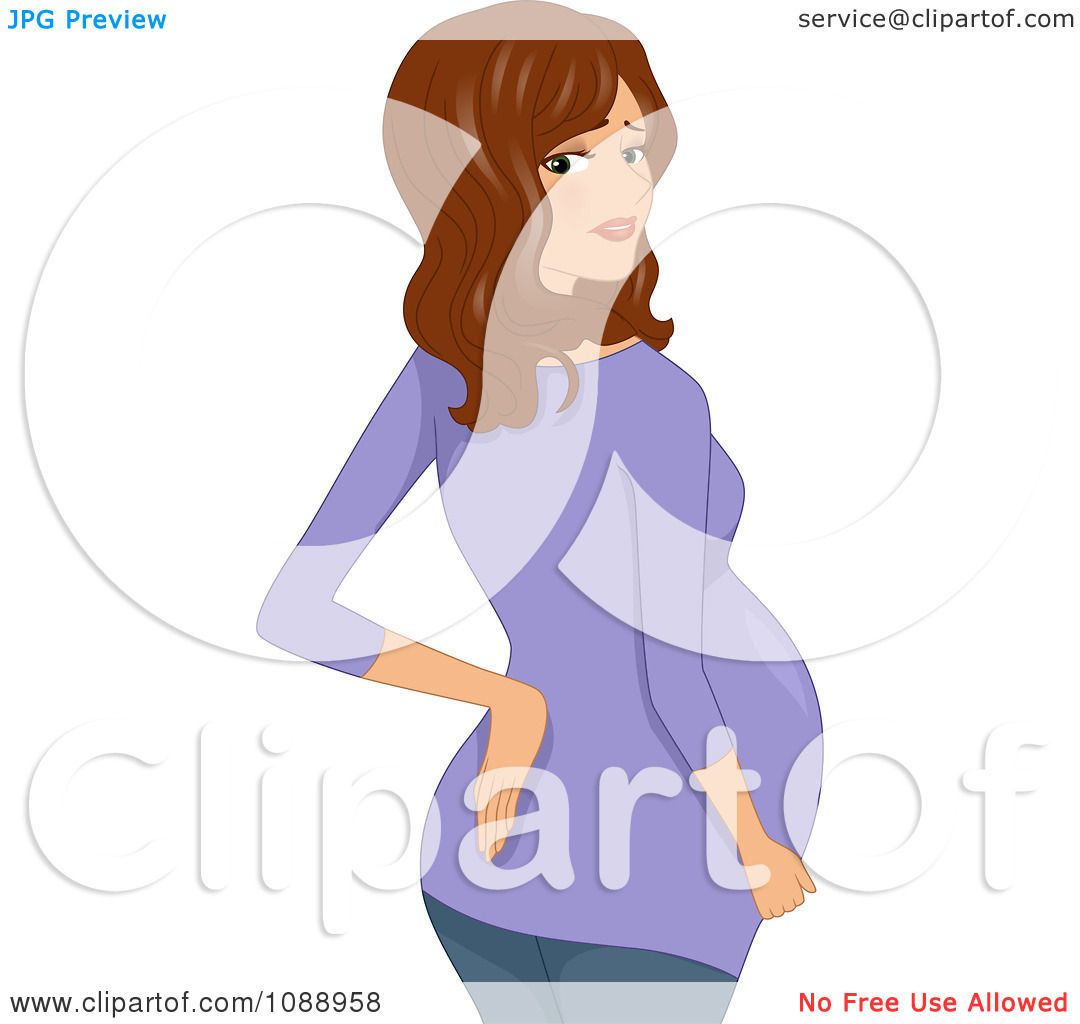 Clipart Pregnant Woman With Back Pain - Royalty Free Vector