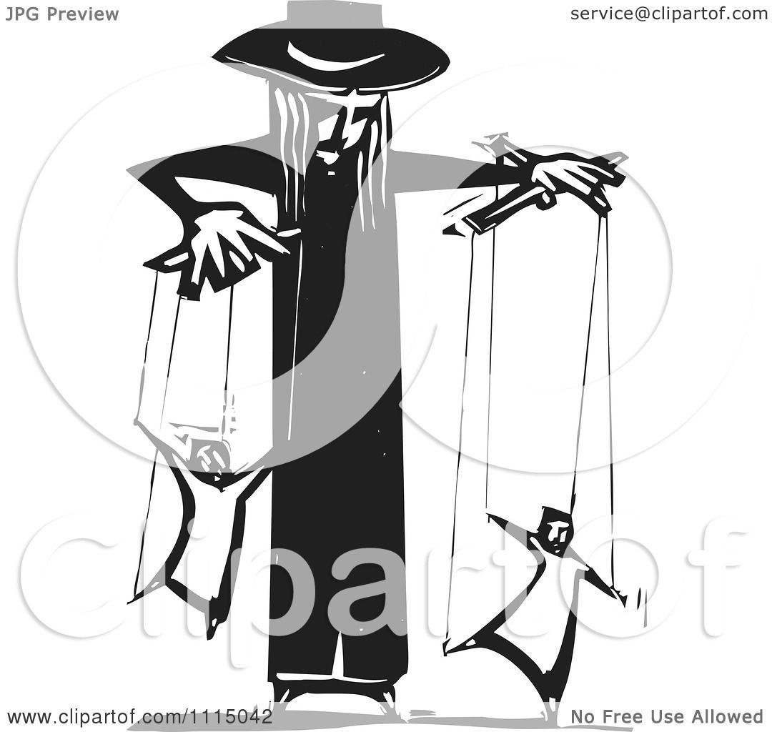 Puppet and puppeteer sketch Royalty Free Vector Image