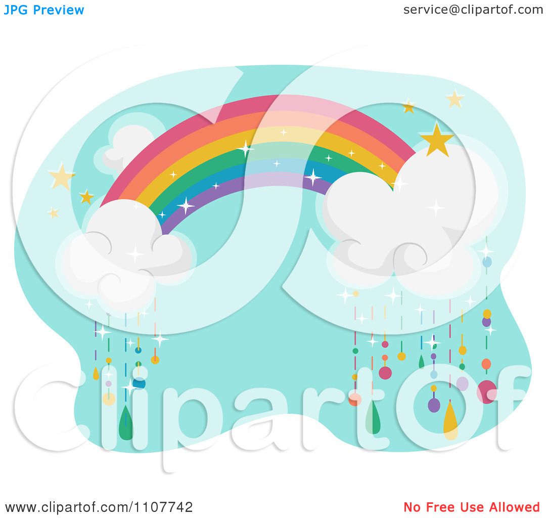 Clipart Rainbow With Clouds Raining Colors Over Blue - Royalty Free Vector ...1080 x 1024