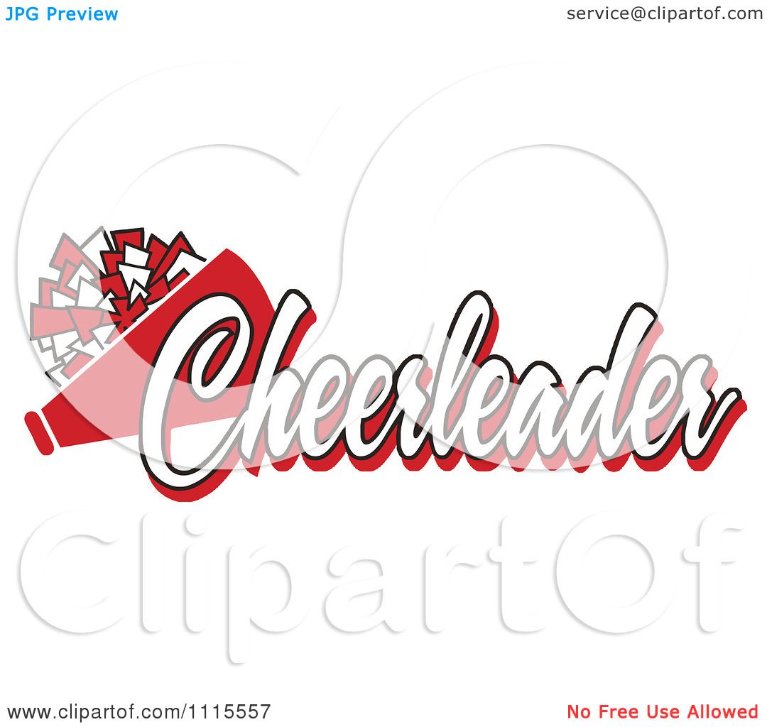 Clipart Red Cheerleader Text With A Pom Pom And Megaphone Royalty Free Vector Illustration By Johnny Sajem