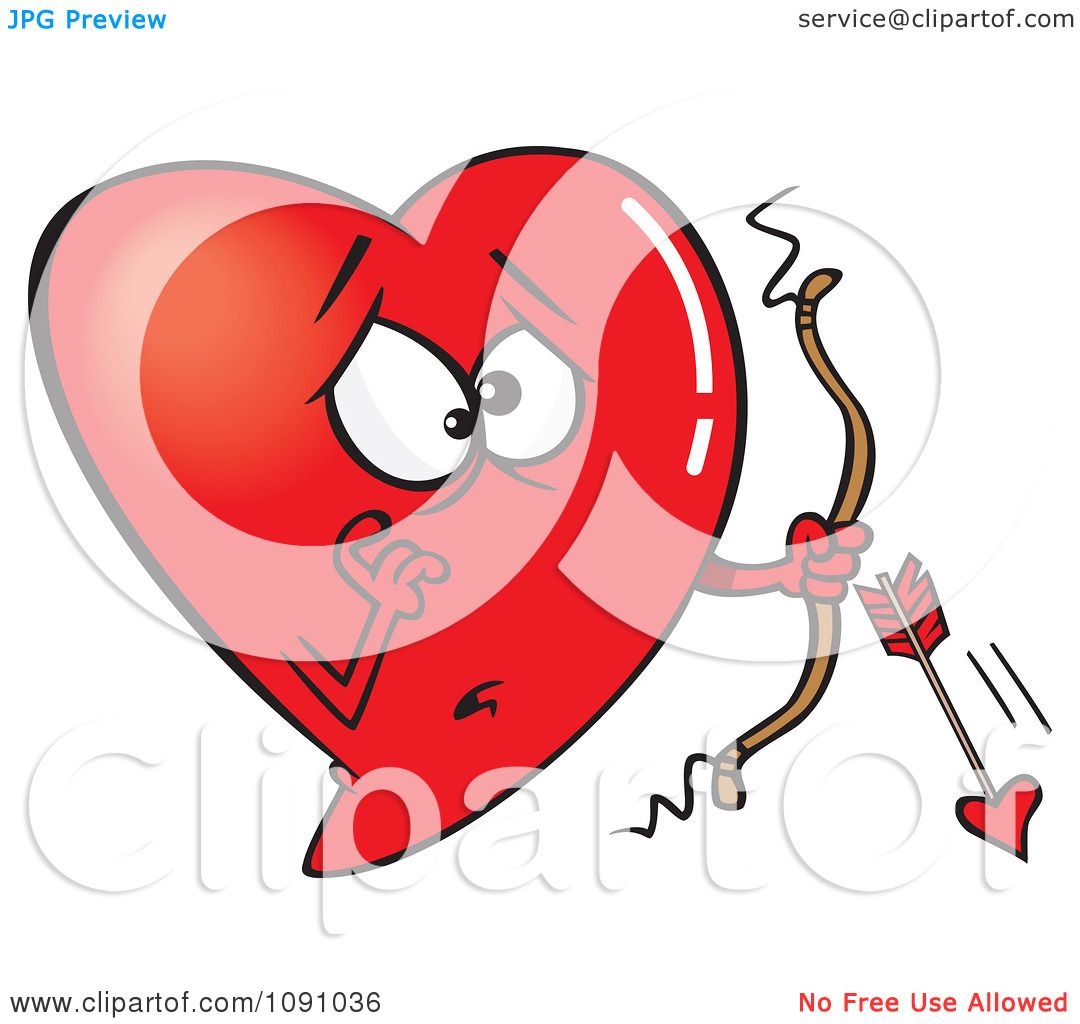 Clipart Red Heart Cupid With A Broken Arrow - Royalty Free Vector ...