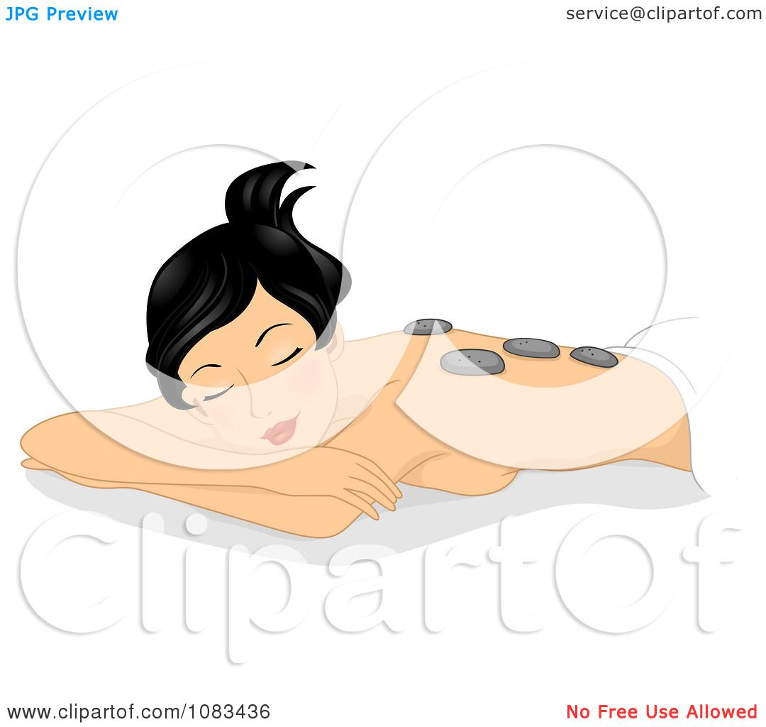 Clipart Relaxed Woman Getting A Hot Stone Massage At The Spa Royalty Free Vector Illustration