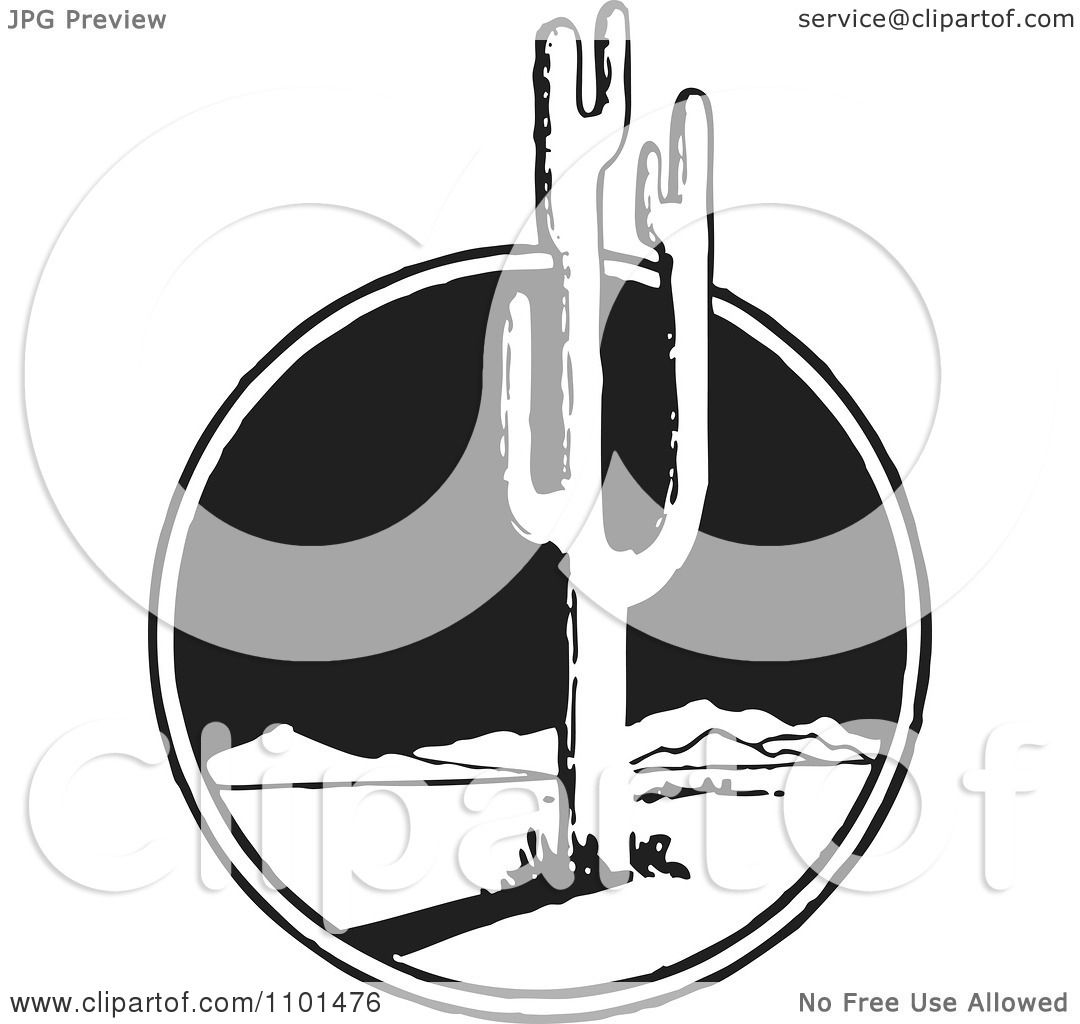 desert scene clipart black and white