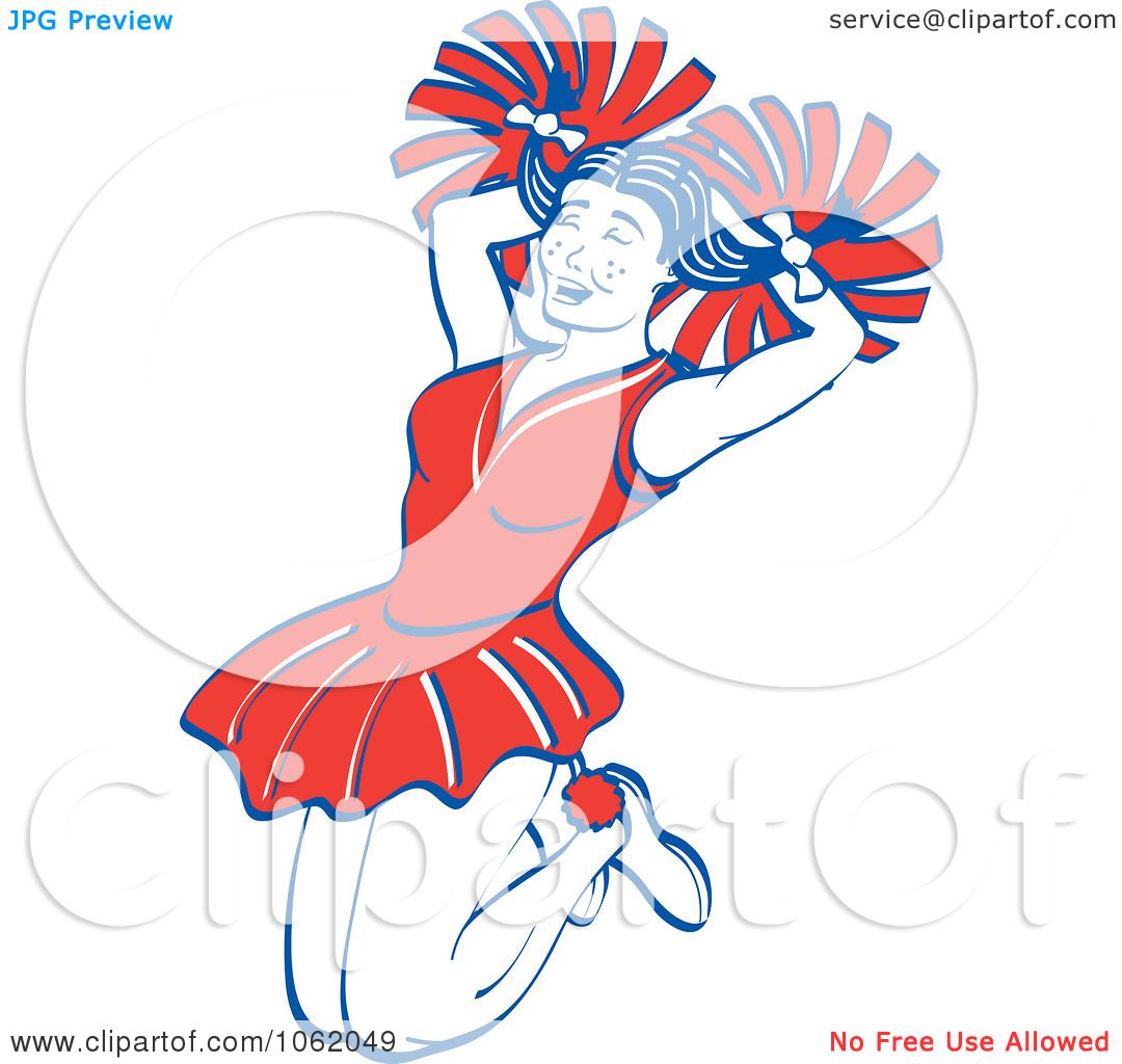 Clipart Retro Cheerleader Jumping - Royalty Free Vector Sports Illustration by Andy ...1080 x 1024
