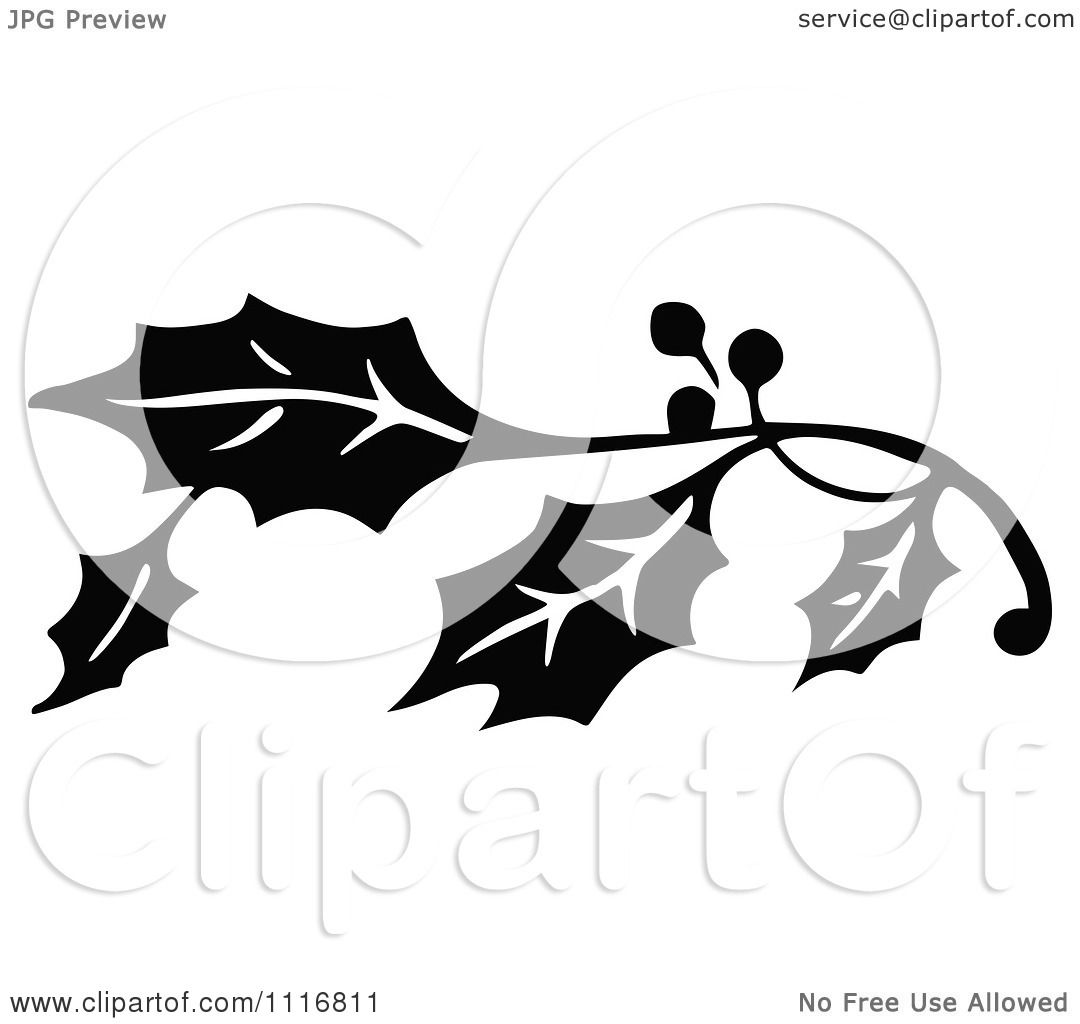free black and white holly clip art - photo #49