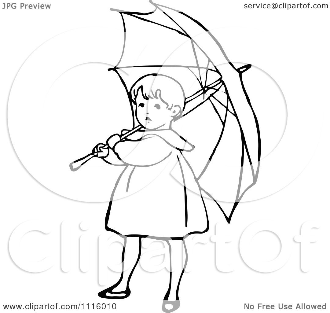 Clipart Retro Vintage Black And White Girl With An ...
