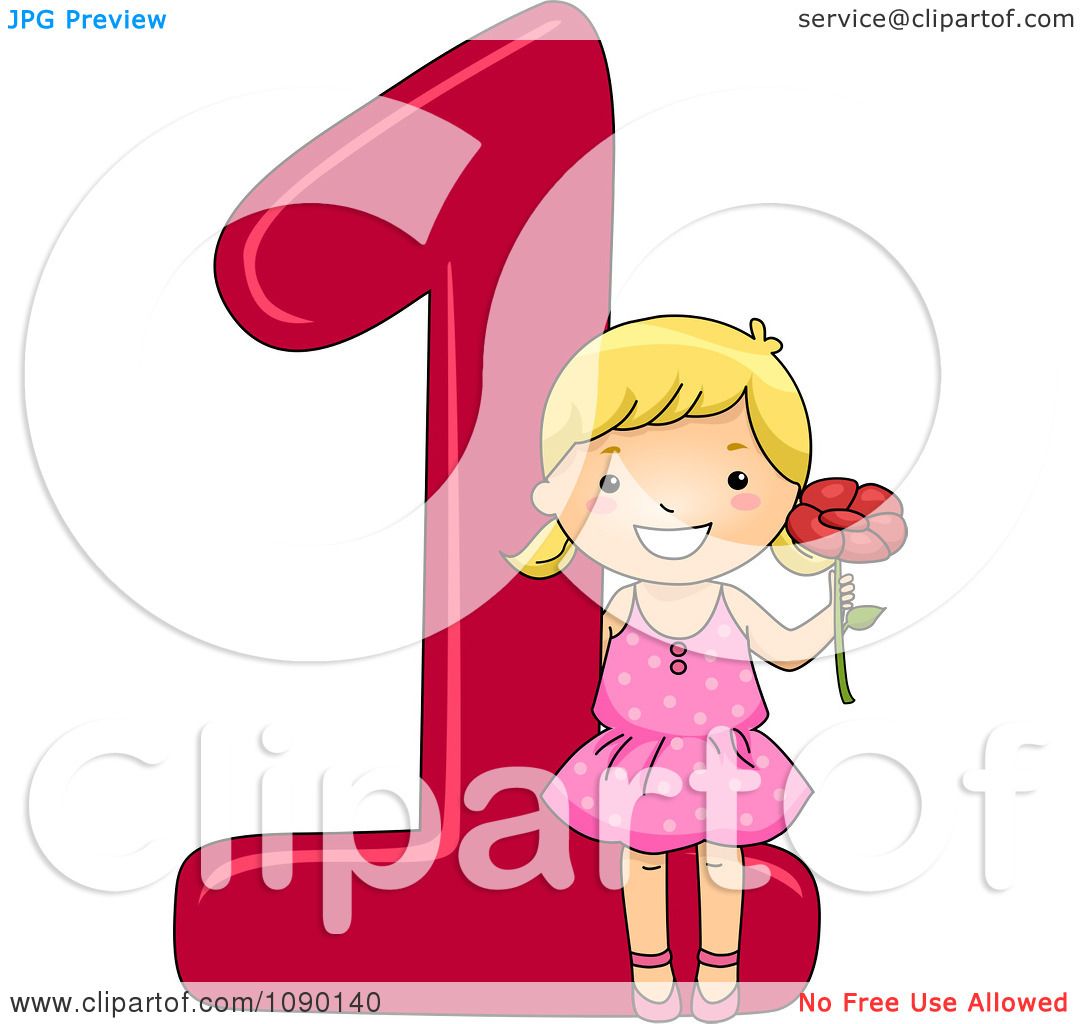 pink number 1 clipart