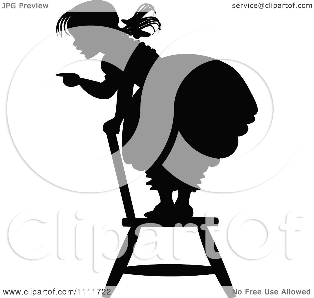 Clipart Silhouetted Girl Pointing And Standing On A Chair ...
