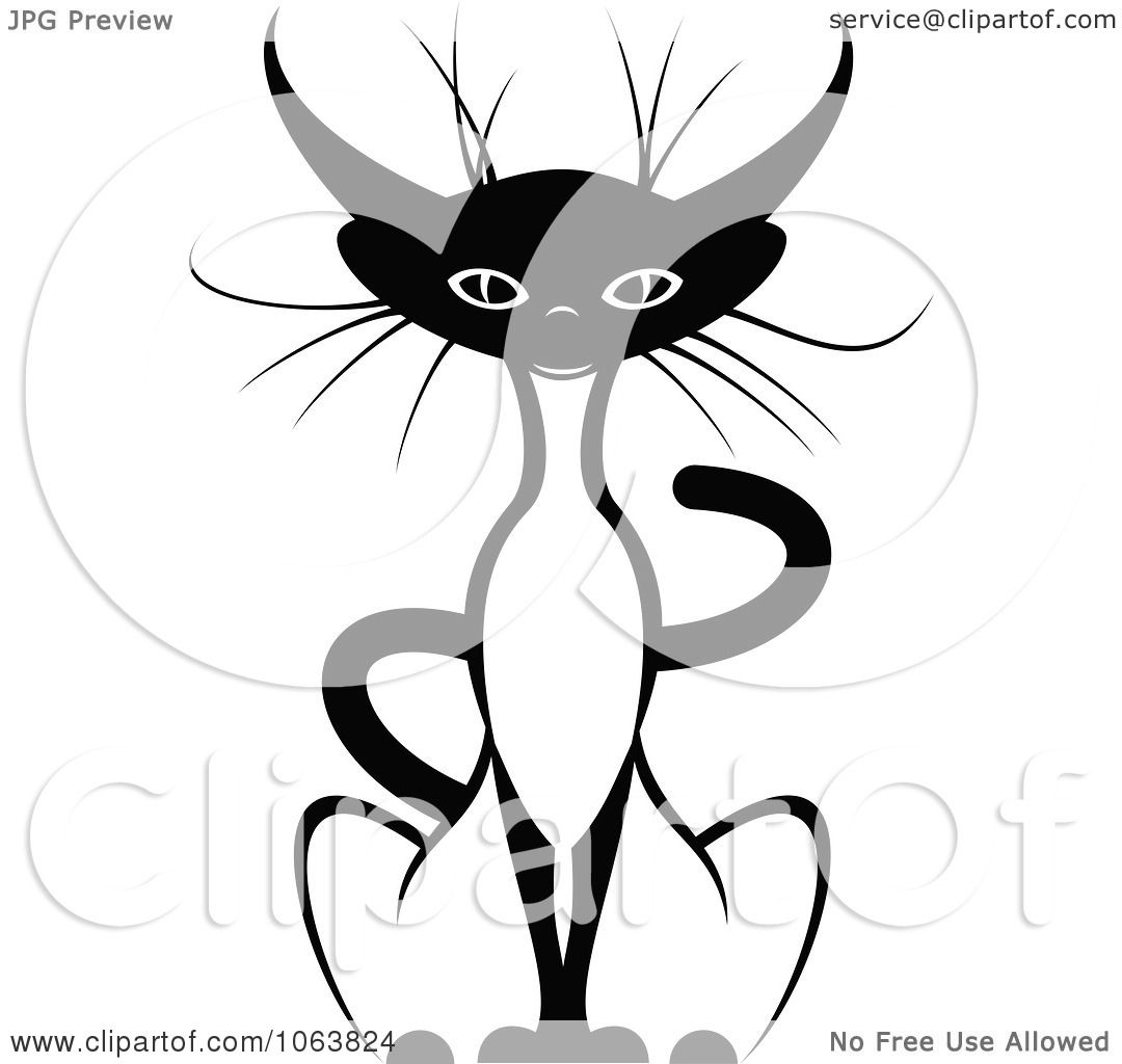 Download Clipart Sitting Siamese Cat Black And White 1 - Royalty Free Vector Illustration by Vector ...