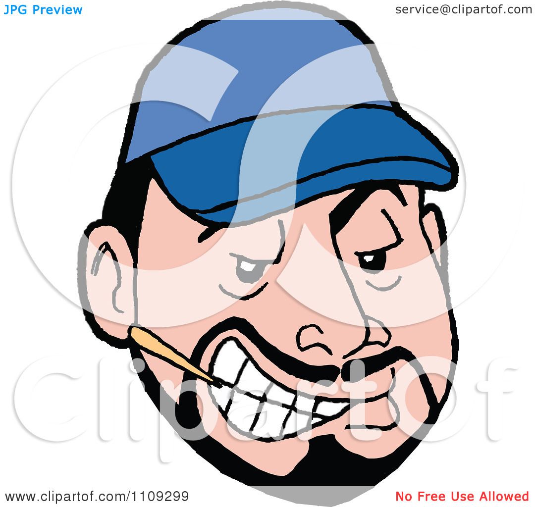 Clipart Sly Caucasian Man With A Goatee Wearing A Blue Baseball Cap And