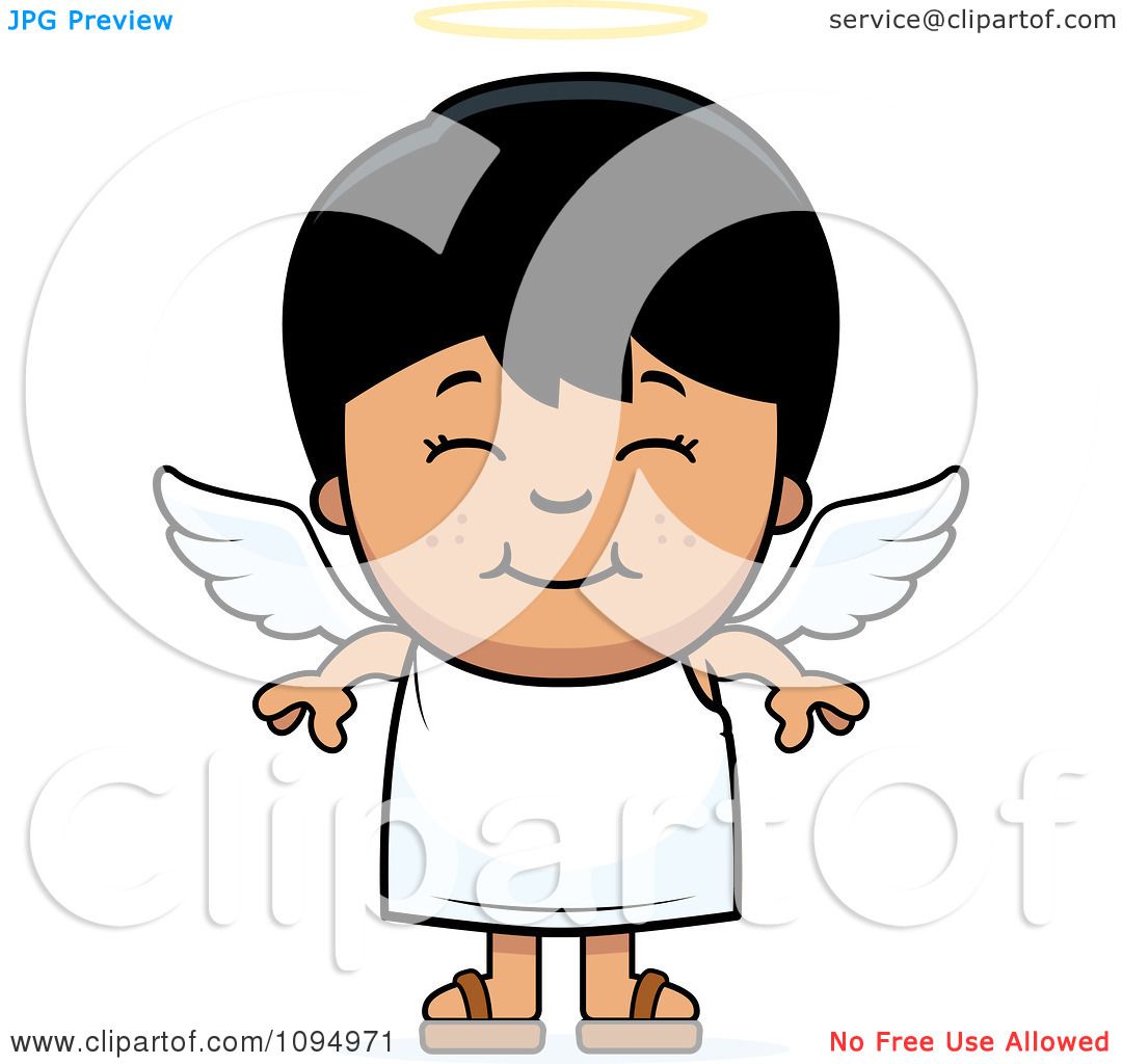 Download Clipart Smiling Black Haired Angel Boy - Royalty Free Vector Illustration by Cory Thoman #1094971