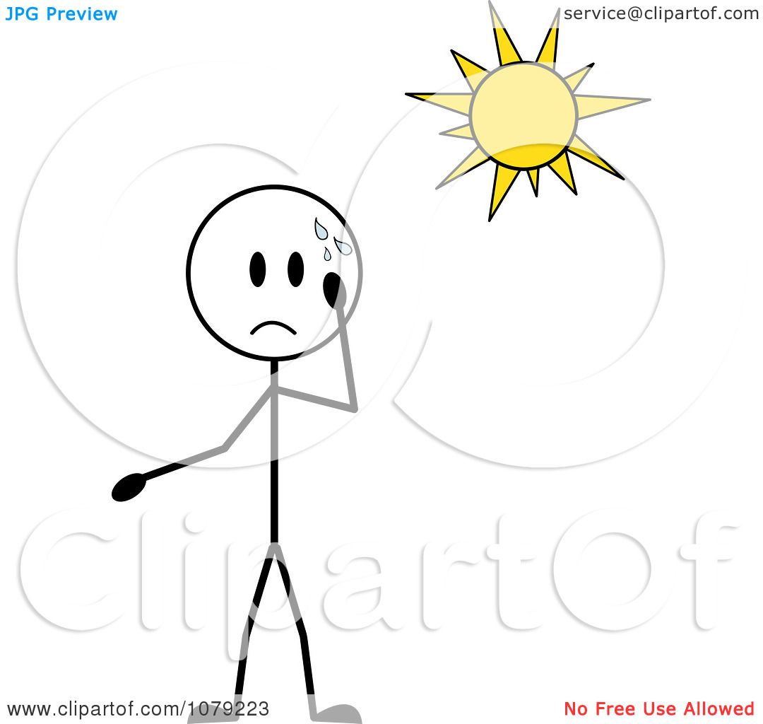 Clipart Stick Boy Sweating In The Sun - Royalty Free Vector Illustration by  Pams Clipart #1079223