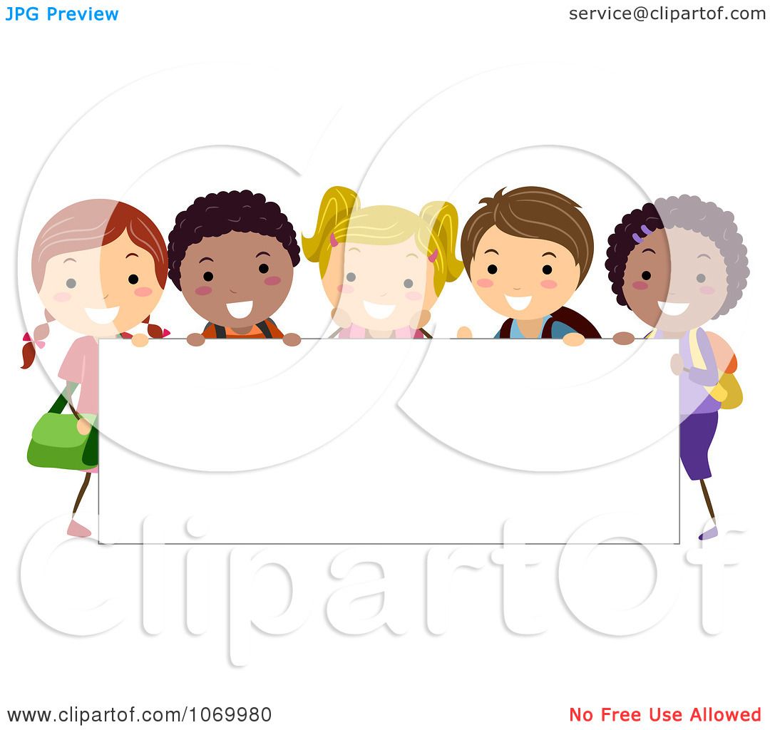 Download Clipart Stick Students Holding A Blank Banner 1 - Royalty ...