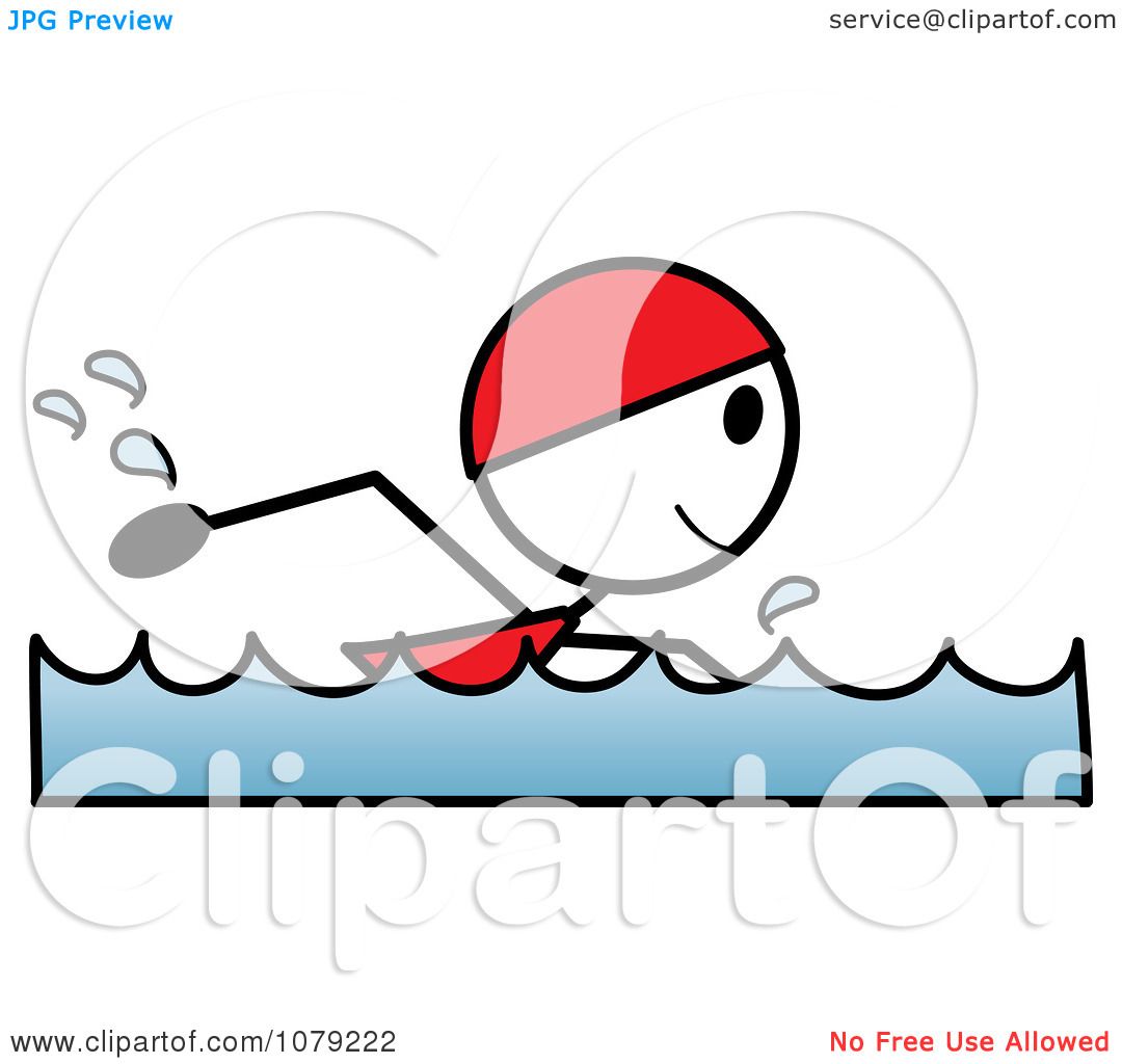 Clipart Stick Woman Swimming With A Cap - Royalty Free Vector ...
