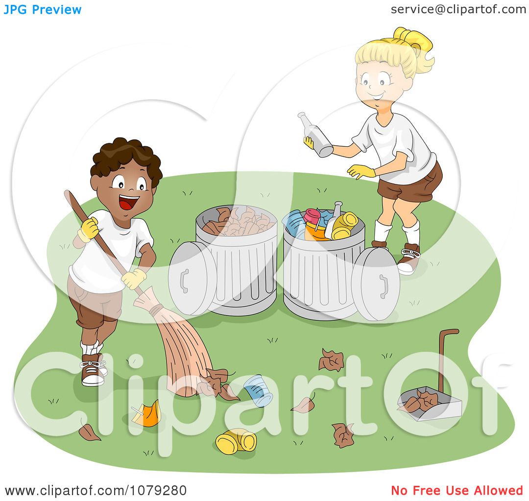 Download Clipart Summer Camp Boys Cleaning Up Garbage - Royalty ...