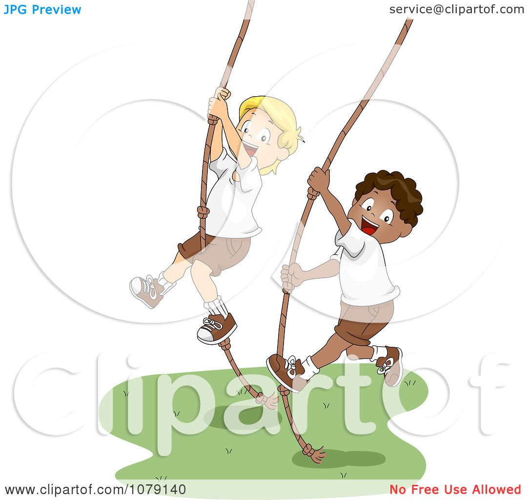 Download Clipart Summer Camp Boys Swinging On Ropes - Royalty Free ...