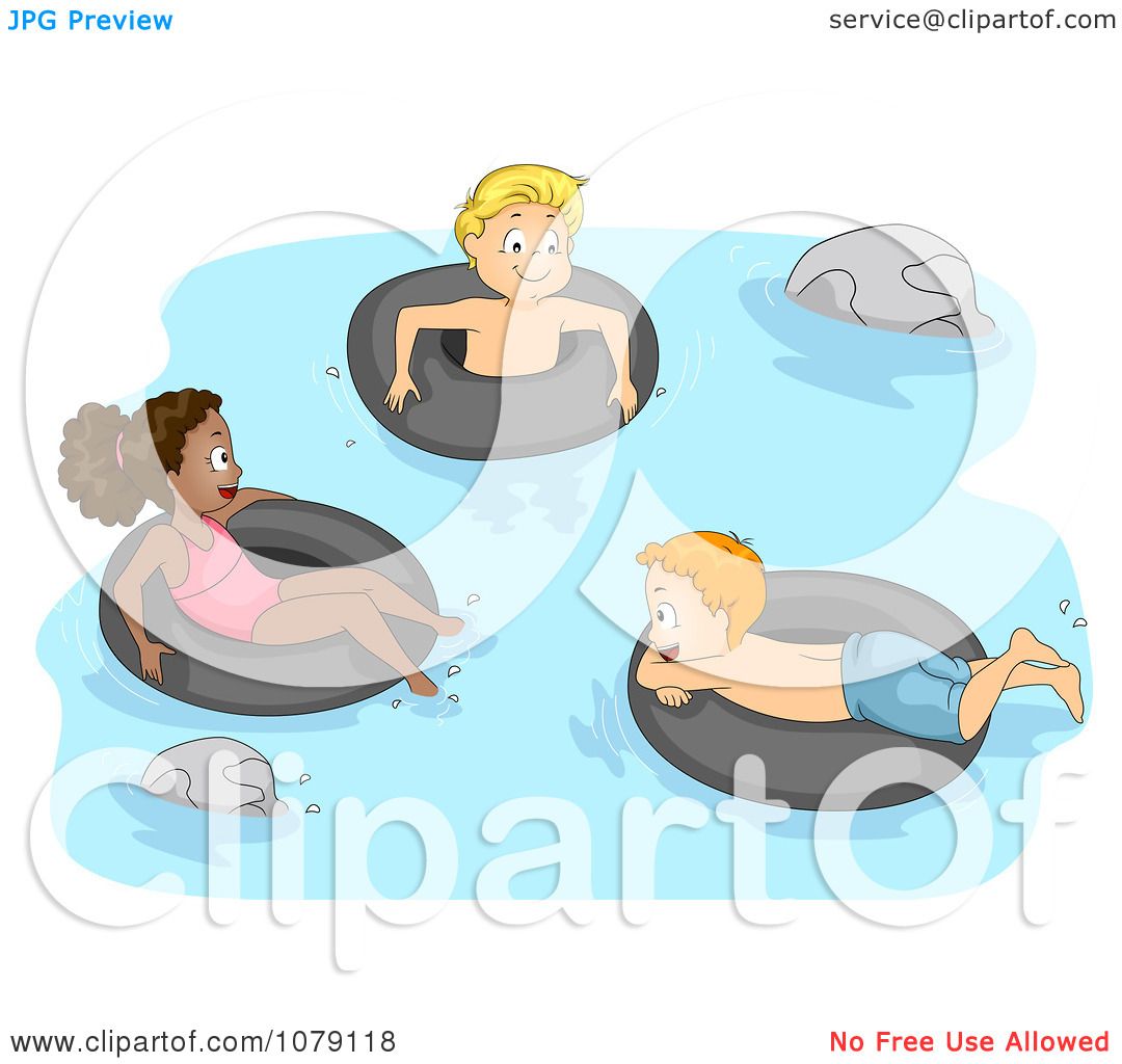 Download Clipart Summer Camp Kids Swimming With Inner Tubes ...