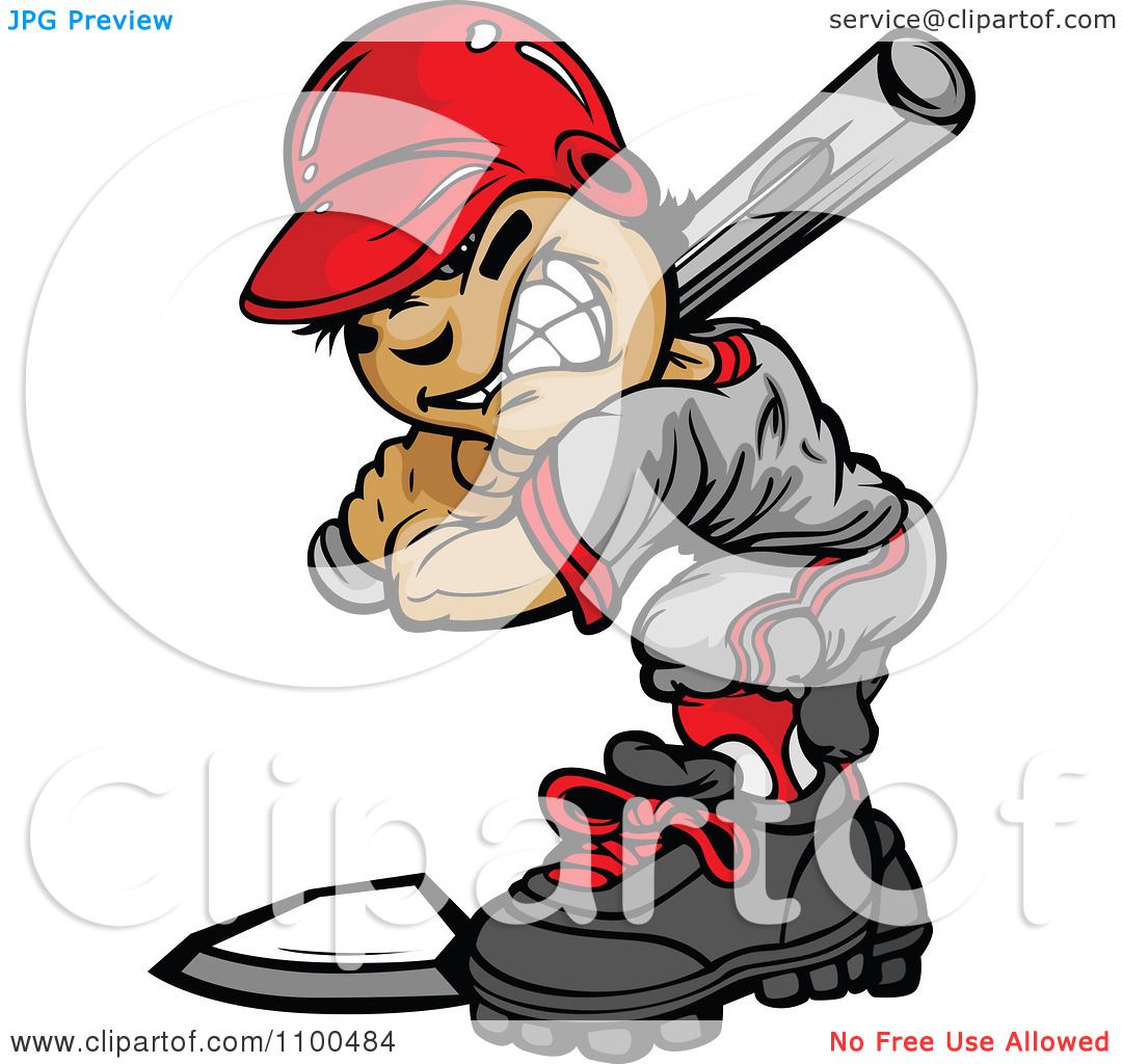 Clipart Tough Baseball Boy At Bat - Royalty Free Vector Illustration by ...