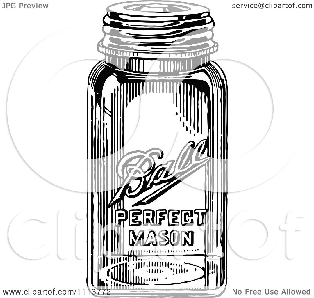 black and white mason jar clip art