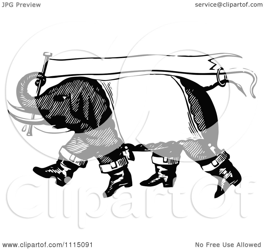 Clipart Vintage Black And White Circus Elephant Carrying A ...
