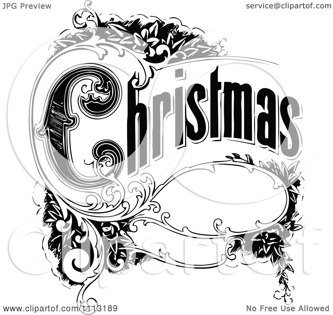 Clipart Vintage Christmas Sign With Ornate Elements ...