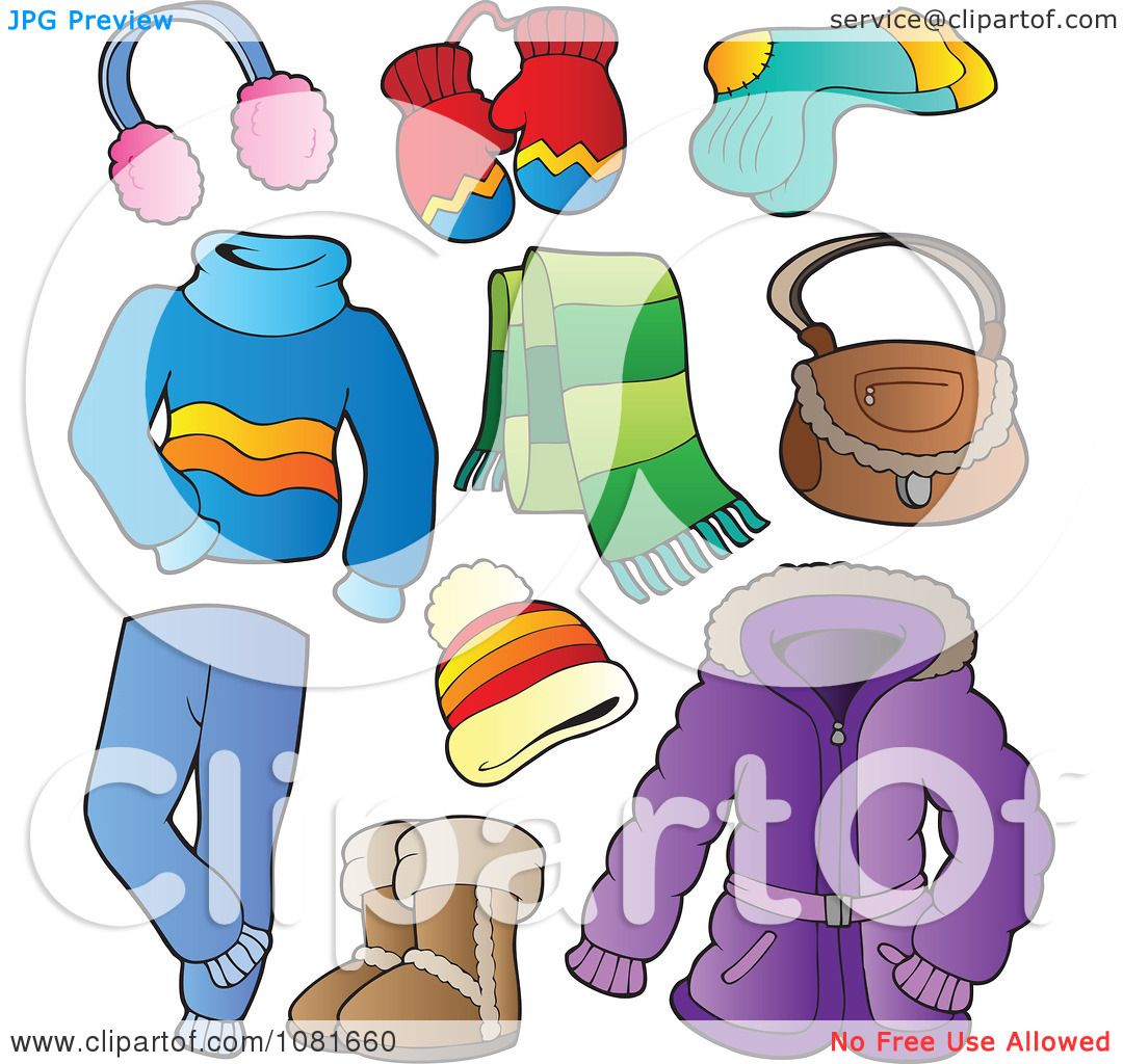 Clipart Winter Apparel And Items - Royalty Free Vector Illustration by ...
