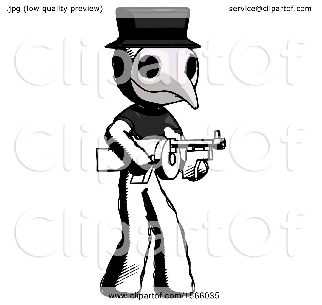Ink Plague Doctor Man Tommy Gun Gangster Shooting Pose by Leo ...
