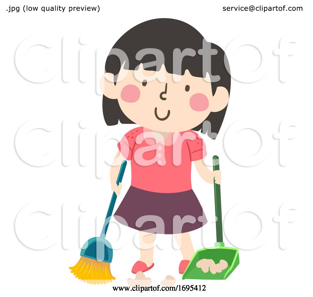 Kid Girl Sweep Floor Illustration By Bnp Design Studio 1695412