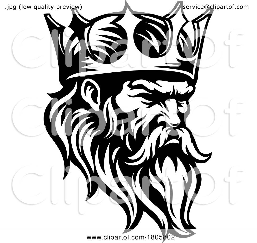 King Medieval Crown Head Man Mascot Face Icon by AtStockIllustration ...