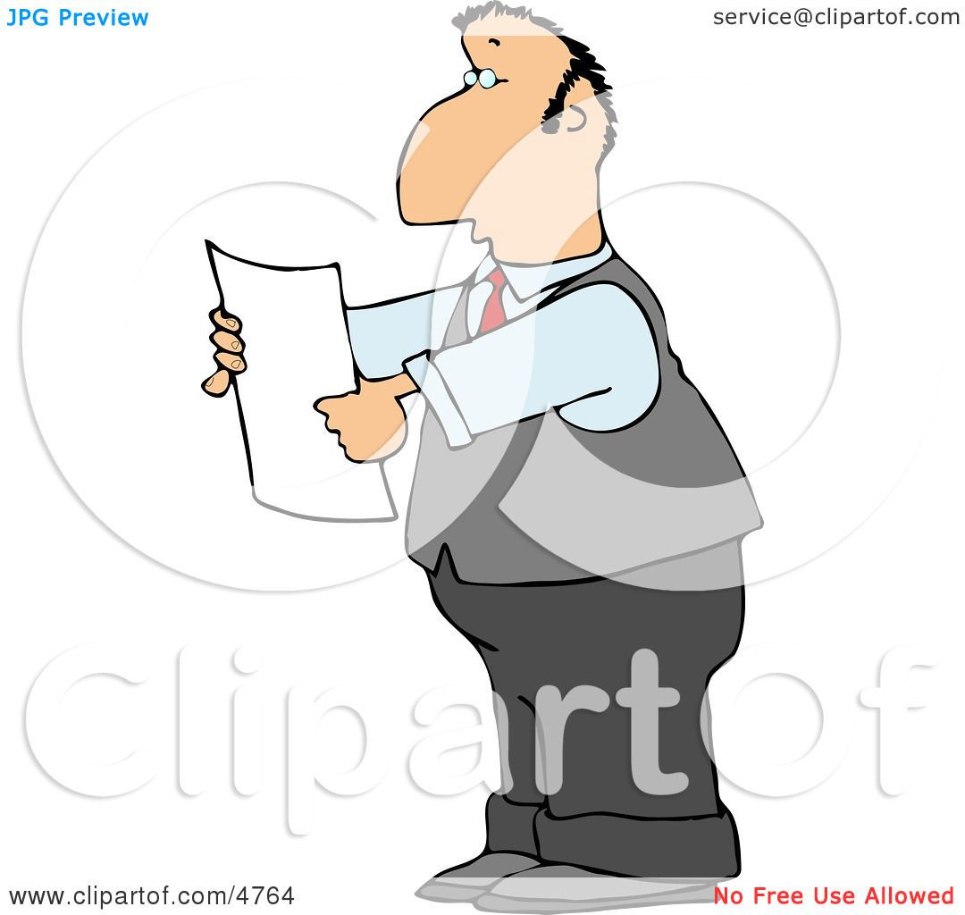 Lawyer Reading an Important Legal Document Clipart by djart #4764