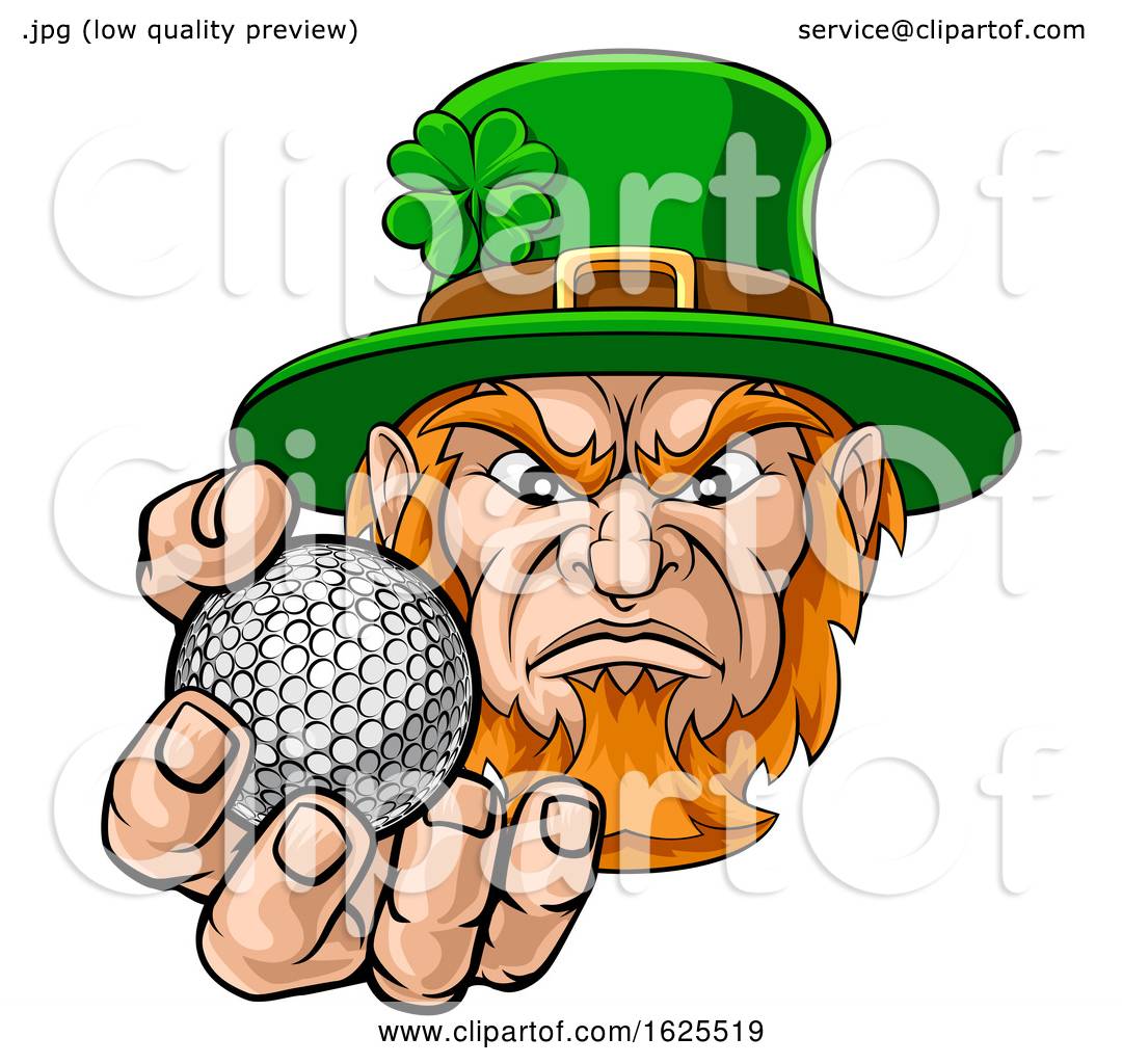 Leprechaun Holding Golf Ball Sports Mascot by AtStockIllustration #1625519