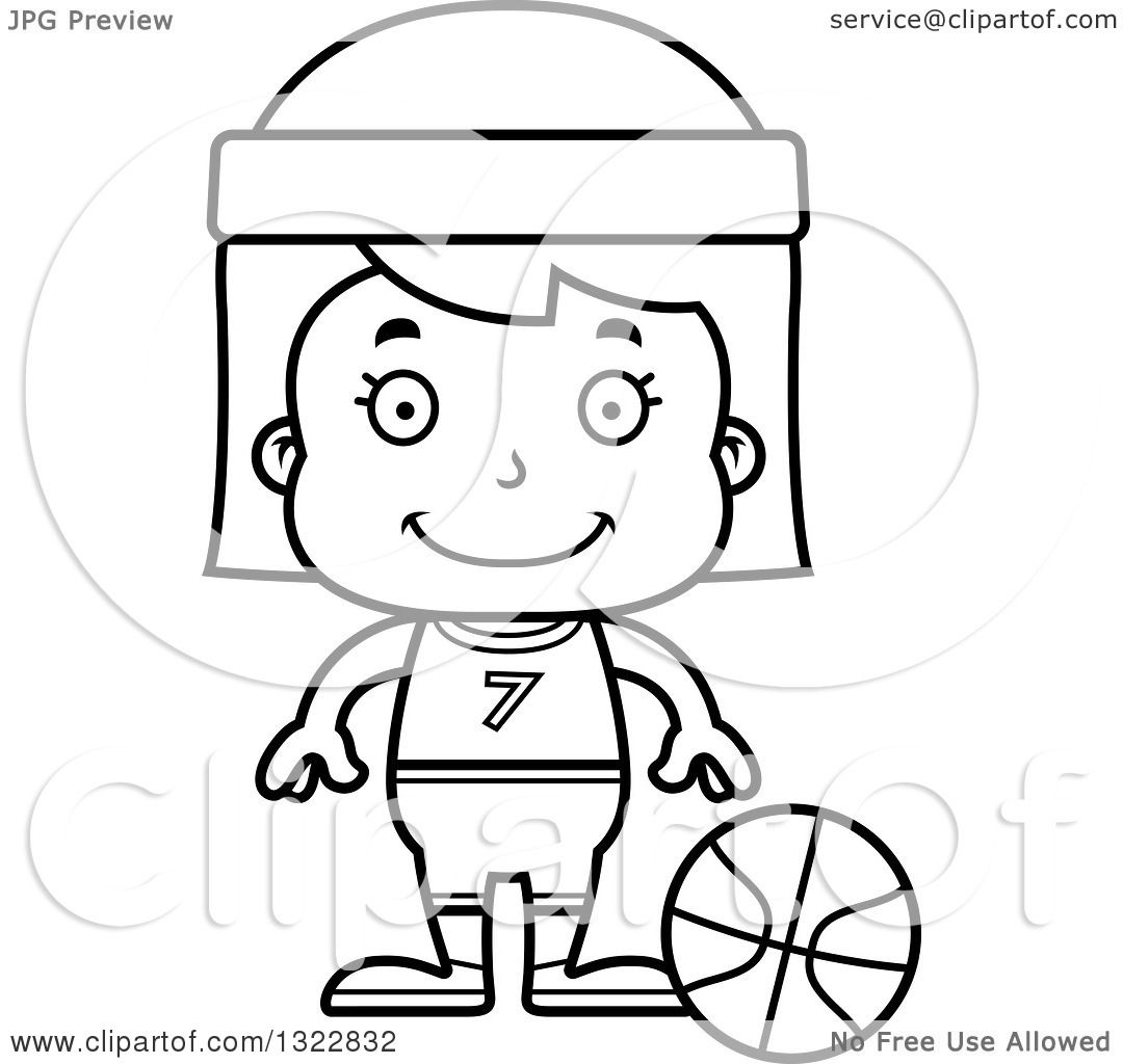 girls basketball player clipart black and white