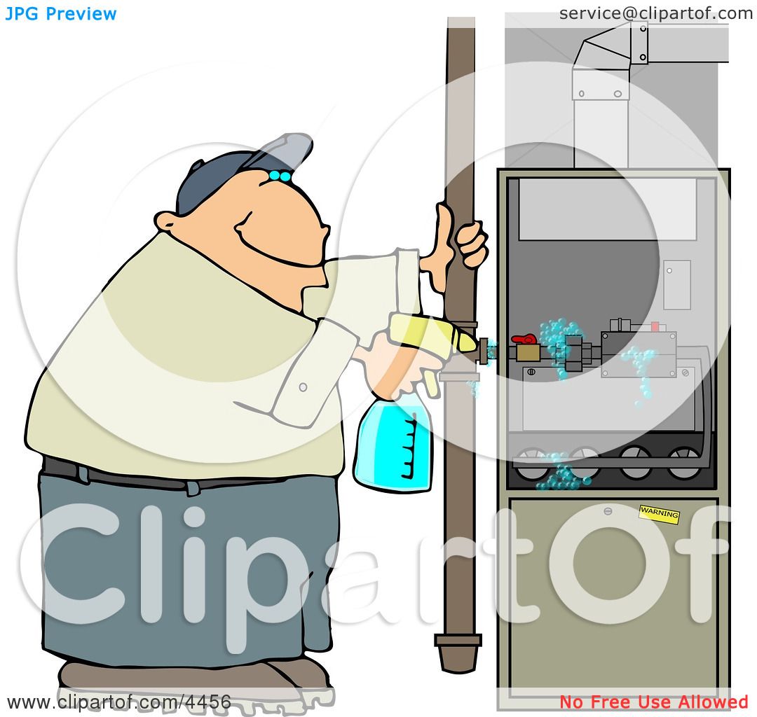 Man Spraying a Cleaning Solvent On a Standard Household Furnace Clipart ...