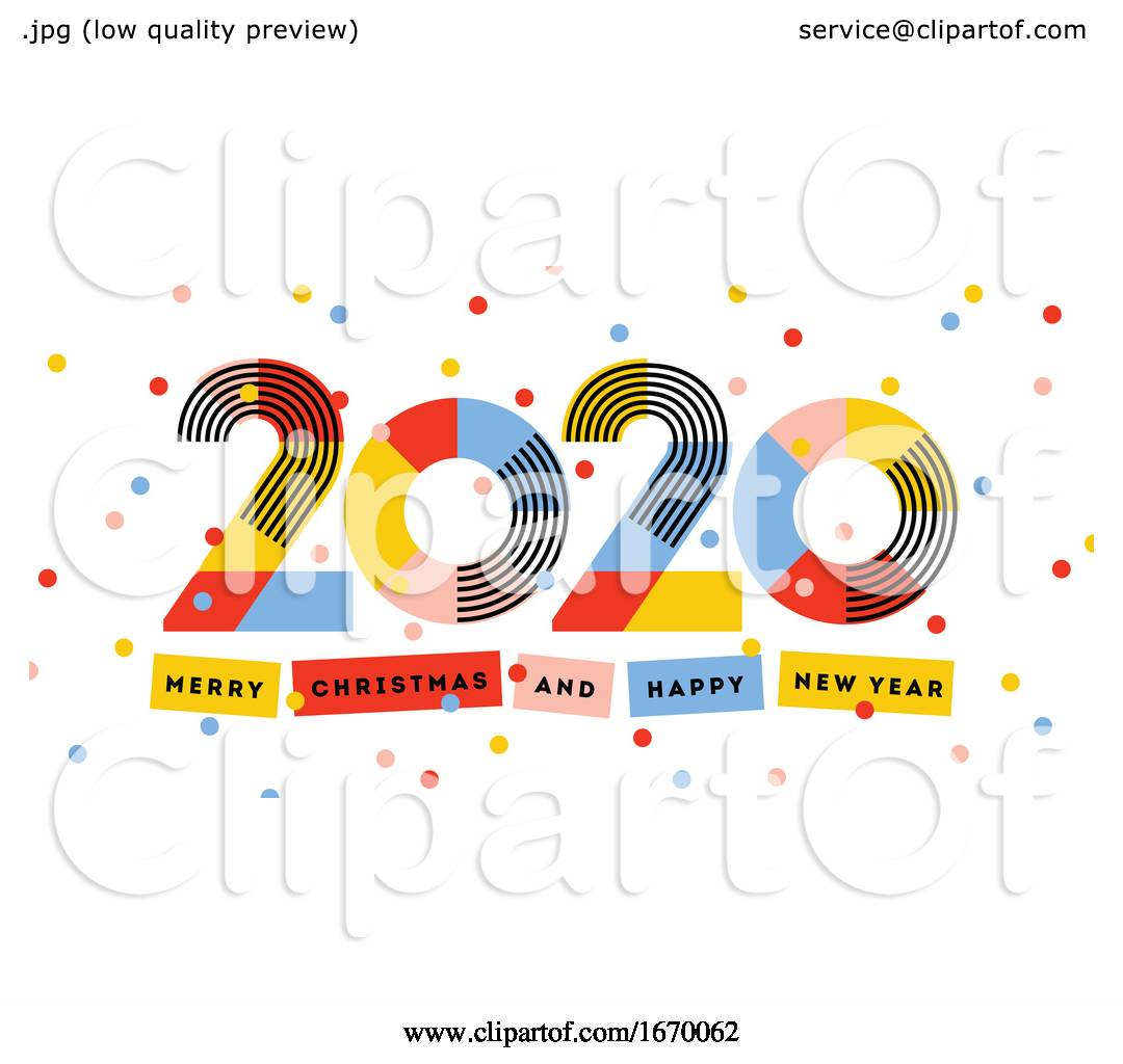Merry Christmas and Happy New Year 2020 Greeting Card. Multicolored Abstract Numbers with ...