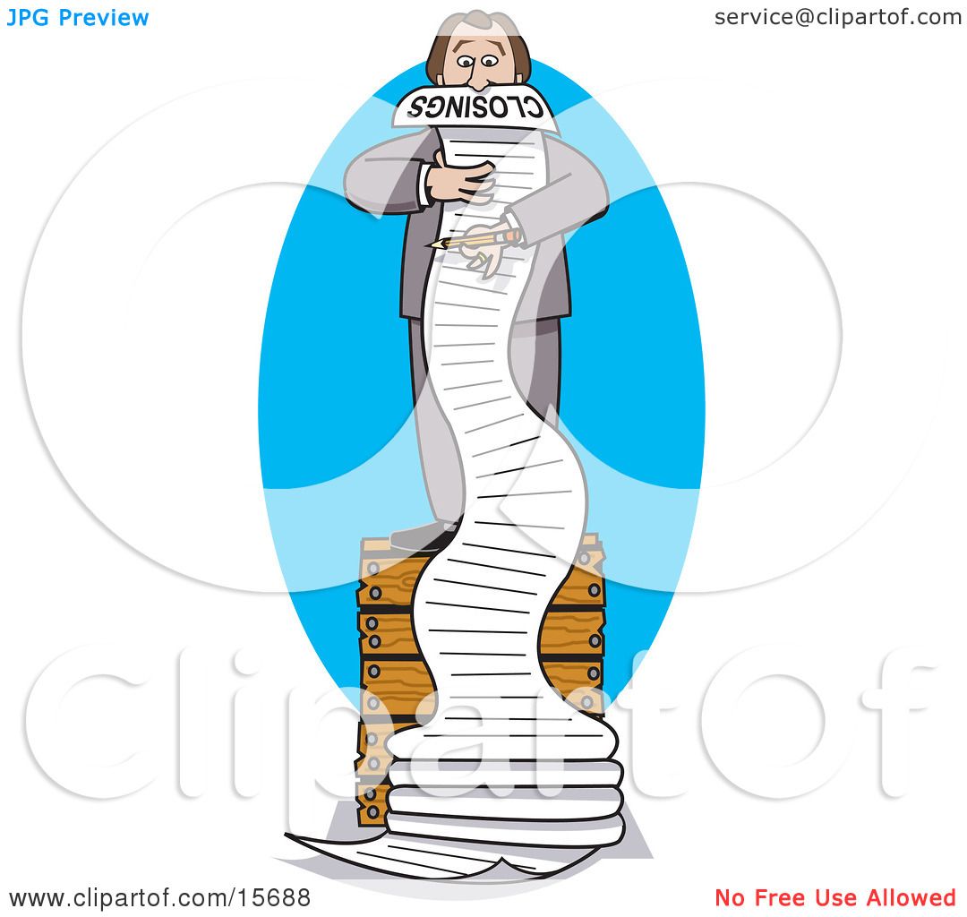 Overwhelmed Male Realtor Standing On A Crate And Reading A ...
