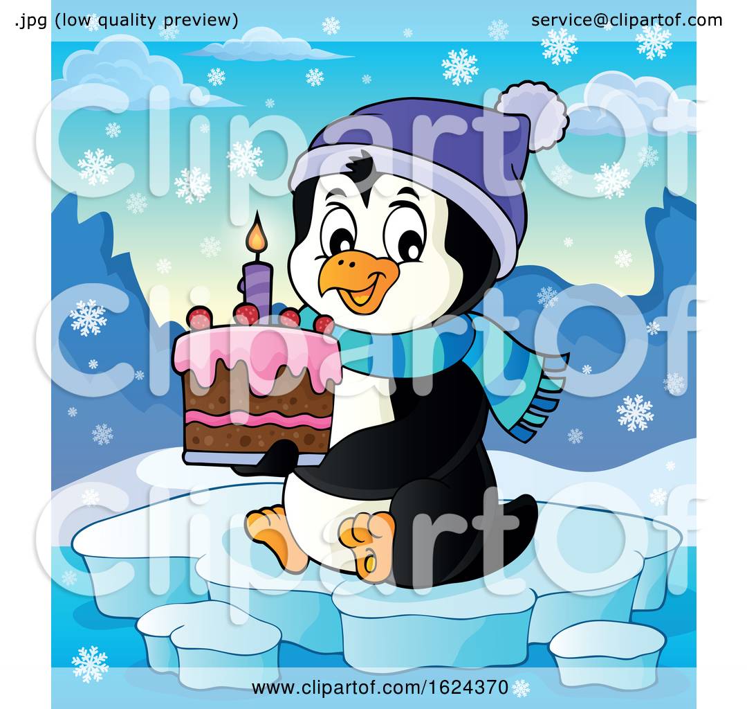 winter birthday cake clipart