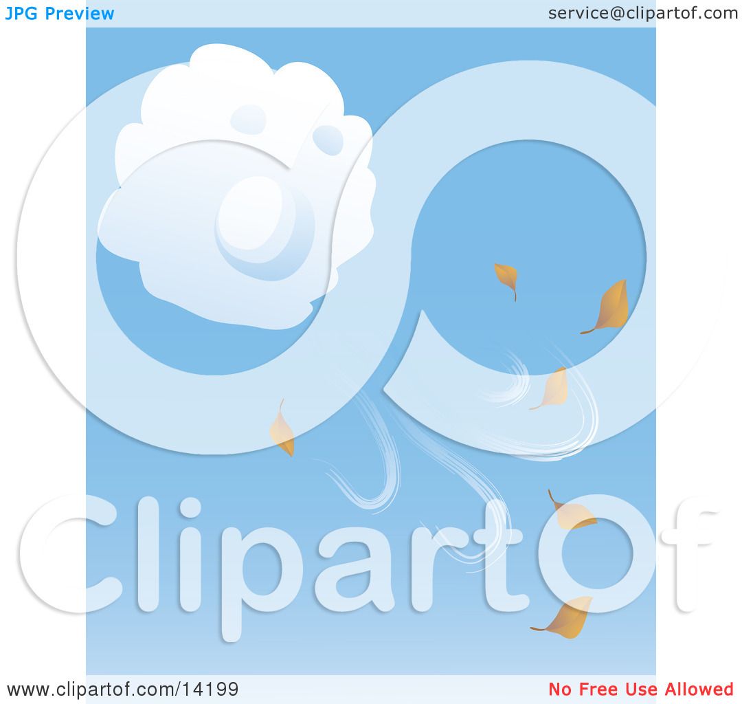 Puffy White Cloud Blowing Fall Leaves Into the Air Clipart Illustration by Rasmussen ...1080 x 1024