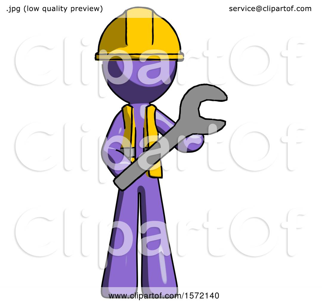 Purple Construction Worker Contractor Man Holding Large