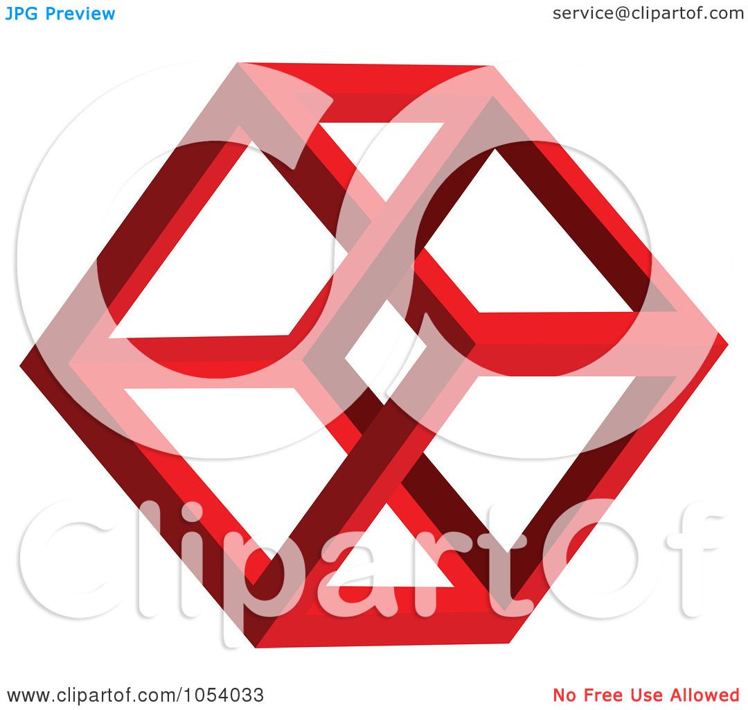 Download Royalty-Free 3d Vector Clip Art Illustration of a Red Hexagon Shape Logo by vectorace #1054033